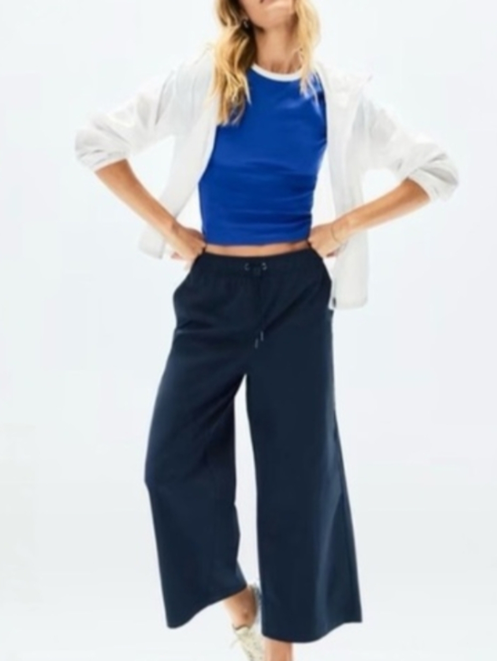Athleta Midday Mid Rise Crop Poplin Pant Navy NWT